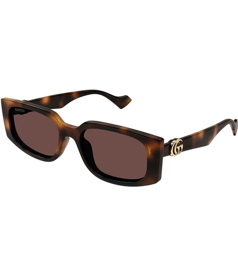 gucci havana rectangle sunglasses